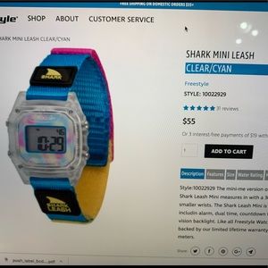 Freestyle Shark Mini Leash Watch in clear/cyan
